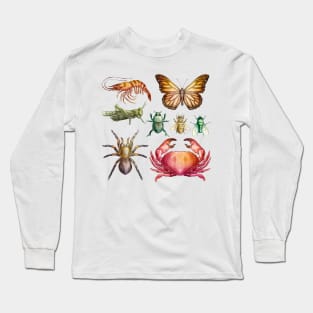 Wild Animal Illustration Watercolor Long Sleeve T-Shirt